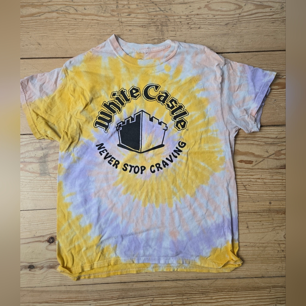 White Castle Yellow Tie Dye Graphic Tee Size L